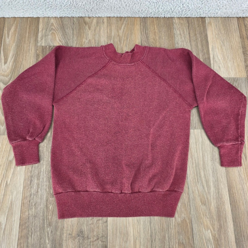Vintage 20/20 Sport Kids Raglan Sweatshirt Maroon Burgundy Made in USA Medium
